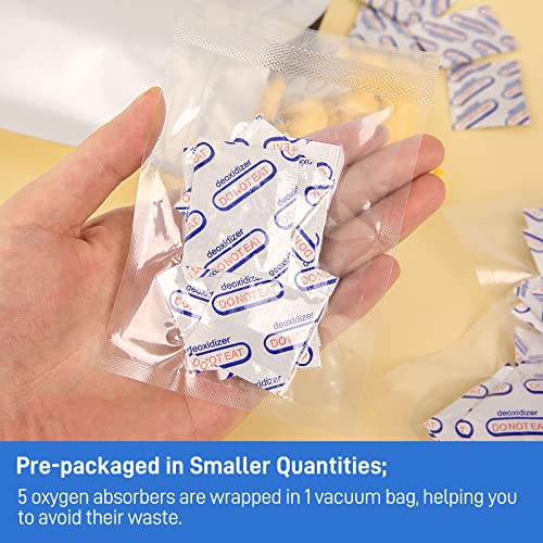 VXYW 50 Packets 300cc Oxygen Absorbers for Food Storage, Food Grade Individually Wrapped O2 Absorbers for Mylar Bags Mason Jars (5 Packets of 10 Bags)