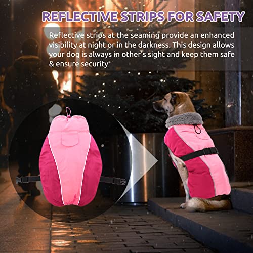 MORVIGIVE Warm Dog Winter Coat, Turtleneck Dog Jacket Coat Thick Fleece Lined Dog Snowsuit with Buckle, Reflective Waterproof Dog Cold Weather Coats for Small Medium Large Dogs