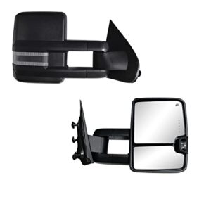 aerdm new pair towing mirrors fit 2014-2018 for chevy silverado/for gmc sierra 1500 2015-2018 for chevy silverado/for gmc sierra 2500 3500 view mirrors heated black with turn signals, clearance lamp