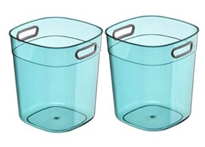 gereen bathroom trash can, 1.5 gallon small trash can,square trash bin wastebasket for bathroom bedroom kitchen countertop under sink or served as a ice bucket (blue, pack of 2)