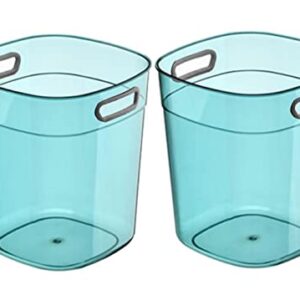 Gereen Bathroom Trash Can, 1.5 Gallon Small Trash Can,Square Trash Bin Wastebasket for Bathroom Bedroom Kitchen Countertop Under Sink or Served as a Ice Bucket (Blue, Pack of 2)