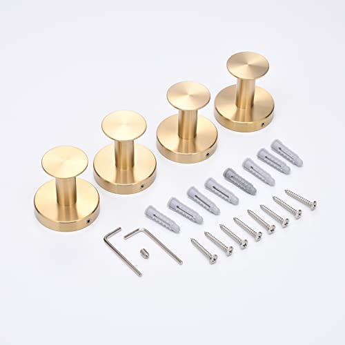 Gudetap Bathroom Towel Hook 4Pack Brushed Gold Towel Hooks Coat Hook SUS 304 Stainless Steel Wall Mount Storage Hook Robe Clothes Hook for Bathroom Kitchen Modern Hotel Style GTA0629BG