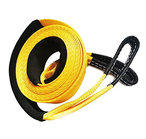 Tow Straps Recovery Kit 2" x 16ft Heavy Duty，20000lbs Break Strength Use for Emergency Towing Rope, Tree Saver, Winch Extension, Triple Reinforced Loops, Protective Sleeves Yellow