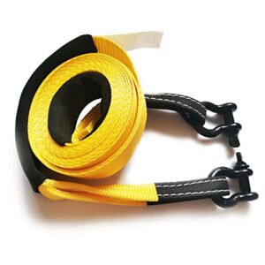 Tow Straps Recovery Kit 2" x 16ft Heavy Duty，20000lbs Break Strength Use for Emergency Towing Rope, Tree Saver, Winch Extension, Triple Reinforced Loops, Protective Sleeves Yellow