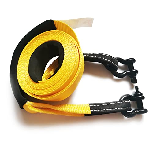 Tow Straps Recovery Kit 2" x 16ft Heavy Duty，20000lbs Break Strength Use for Emergency Towing Rope, Tree Saver, Winch Extension, Triple Reinforced Loops, Protective Sleeves Yellow