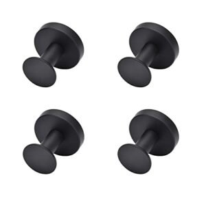 Gudetap Bathroom Towel Hook 4Pack Matte Black Robe Clothes Hook SUS 304 Stainless Steel Wall Mount Storage Hook for Bathroom Kitchen Modern Hotel Style GTA0629B