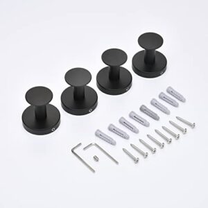 Gudetap Bathroom Towel Hook 4Pack Matte Black Robe Clothes Hook SUS 304 Stainless Steel Wall Mount Storage Hook for Bathroom Kitchen Modern Hotel Style GTA0629B