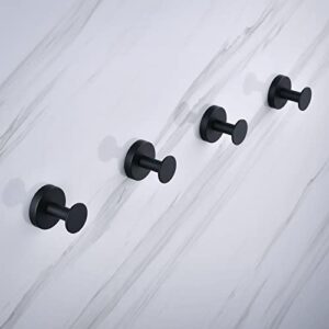 Gudetap Bathroom Towel Hook 4Pack Matte Black Robe Clothes Hook SUS 304 Stainless Steel Wall Mount Storage Hook for Bathroom Kitchen Modern Hotel Style GTA0629B