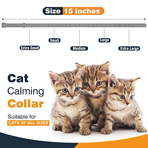 3 Packs Calming Collar for Cats, Pheromone Calm Collar Long-Lasting 30 Days Efficient Relieve Anxiety Stress Help Relaxing Comfortable Cat Calming Collars for Kittens Adjustable Breakaway Design Gray