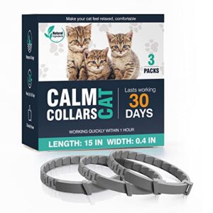 3 packs calming collar for cats, pheromone calm collar long-lasting 30 days efficient relieve anxiety stress help relaxing comfortable cat calming collars for kittens adjustable breakaway design gray