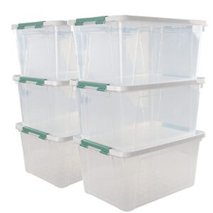 xowine 6-pack clear plastic storage boxes, 35 l plastic storage bins with lids