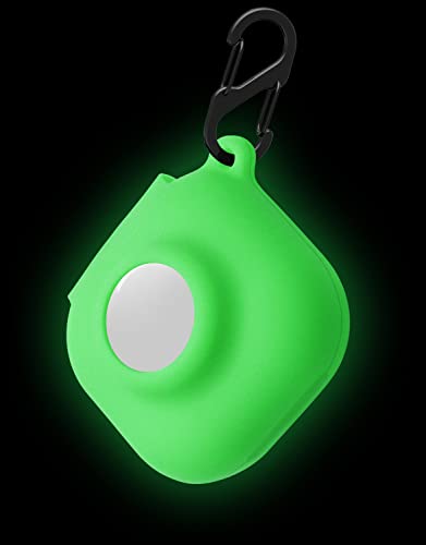 Geiomoo Silicone Case Compatible with Beats Fit Pro and Air Tag, 2 in 1 Protective Cover with Carabiner (Luminous Green)