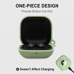 Geiomoo Silicone Case Compatible with Beats Fit Pro and Air Tag, 2 in 1 Protective Cover with Carabiner (Luminous Green)