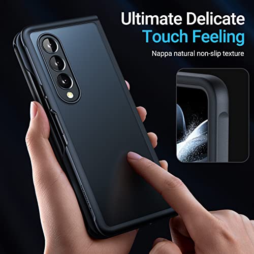 TORRAS Shockproof Galaxy Z Fold 4 Case, Military Grade, S Pen Slot, Translucent Matte, Slim Protective, 5G, Black