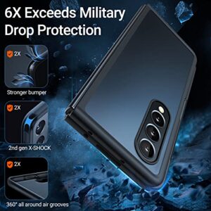TORRAS Shockproof Galaxy Z Fold 4 Case, Military Grade, S Pen Slot, Translucent Matte, Slim Protective, 5G, Black