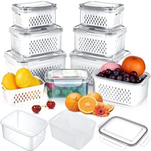 potchen 6 pieces fruit storage containers for fridge produce saver containers with drain baskets fridge organizers with airtight lid fruit vegetable storage containers organizer for refrigerator