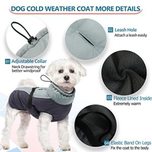 SUNFURA Dog Cold Weather Coat, Turtleneck Windproof Waterproof Dog Winter Jacket Outdoor Pet Vest with Warm Fleece Lined and Fur High Collar, Reflective Thick Dog Clothes for Small Medium Large Dogs