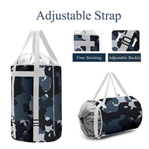 Laundry Basket Laundry Hamper Dirty Clothes Hamper Collapsible Foldable Laundry Bin Bag Backpack with Handles and Lid Large Tall Water-Proof Polyester Sturdy Durable Camouflage Blue