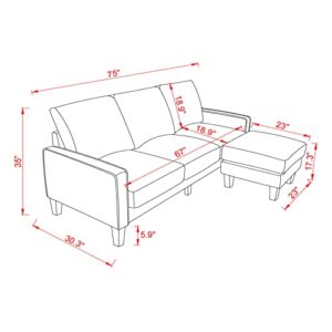 WILLIAMSPACE Convertible Sectional Sofa with Storage, Modern L Shape Sofa, Fabric Living Room Couch with Ottoman Chaise for Small Space, Beige