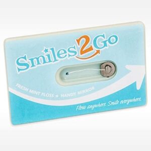 smiles2go floss in a credit card, 11 yards of dental floss with mirror