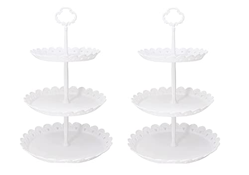 Cupcake Stand/Holder Plastic Dessert Stand White Cake Stand 3 Tiered Serving Stand Display Stand Reusable Pastry Platter for Wedding Birthday Baby Shower Tea Party Decorations