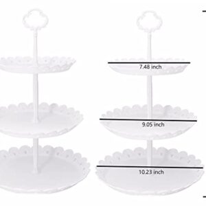 Cupcake Stand/Holder Plastic Dessert Stand White Cake Stand 3 Tiered Serving Stand Display Stand Reusable Pastry Platter for Wedding Birthday Baby Shower Tea Party Decorations