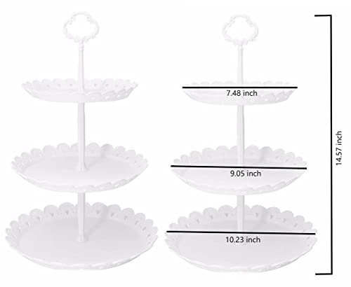 Cupcake Stand/Holder Plastic Dessert Stand White Cake Stand 3 Tiered Serving Stand Display Stand Reusable Pastry Platter for Wedding Birthday Baby Shower Tea Party Decorations