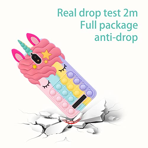 nancheng Case for BLU View 2 / B130DL Phone, Cartoon Bubble Push Pop Fidget Toys with Strap Cute Funny Kawaii Stress Relief Silicone Shockproof Protective Cover for BLU View 2 - Rainbow