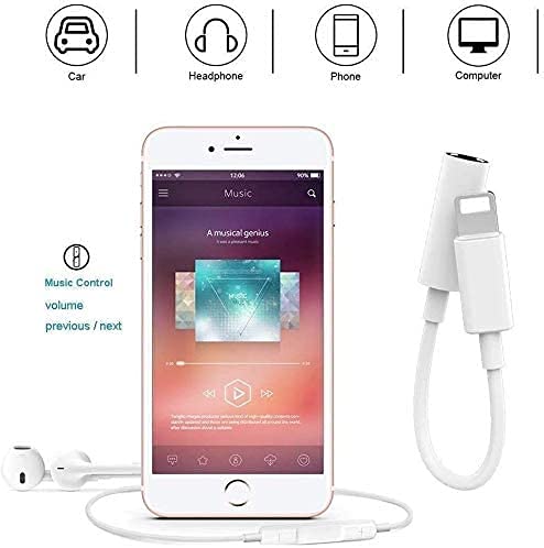 kophopok Headphone Jack Adapter for iPhone, 3.5mm Headphone Jack for iPhone/Auxiliary Audio Converter Adapter Compatible with iPhone 13 12 11 XS XR X 8 7 iPad, Supports iOS13 and Later Systems.