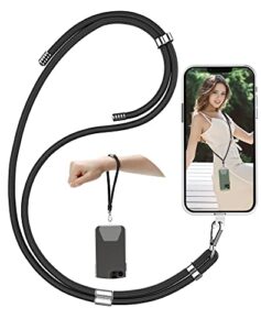 shanshui cell phone lanyard, universal detachable crossbody lanyard,necklace lanyard & wrist strap with phone patch for all smartphones - black