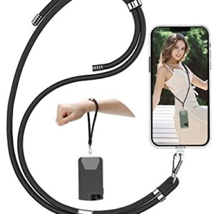 SHANSHUI Cell Phone Lanyard, Universal Detachable Crossbody Lanyard,Necklace Lanyard & Wrist Strap with Phone Patch for All Smartphones - Black