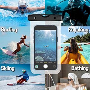 Vacto Waterproof Phone Pouch, IPX8 Waterproof Phone Case, Cell Phone Waterproof Bag, Cellphone Dry Bag Compatible with iPhone 13 12 11 Pro Max XS XR X, Galaxy S22 S21 S20 S10 up to 6.8"(2 Pack) Black