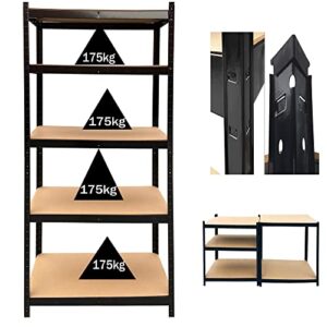 67" storage shelves, heavy duty steel frame 5-tier garage shelf, metal multi-use storage shelving unit for home/office/dormitory/garage (1, black)