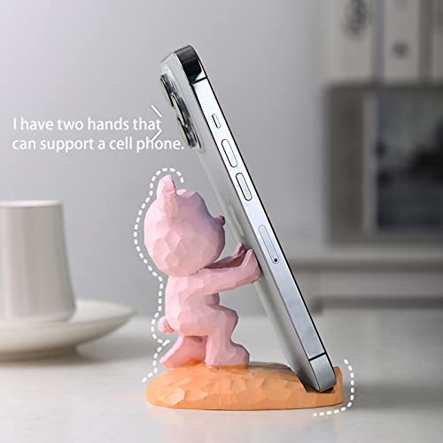 Cute Bear Phone Stand for Desktop Decoration Kawaii Phone Stand Universal Desktop Phone Stand, Best Friends Couple Gifts for All Mobile Smartphone Tablets (Pink, Palm Support)