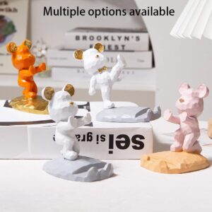 Cute Bear Phone Stand for Desktop Decoration Kawaii Phone Stand Universal Desktop Phone Stand, Best Friends Couple Gifts for All Mobile Smartphone Tablets (Pink, Palm Support)