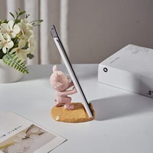 Cute Bear Phone Stand for Desktop Decoration Kawaii Phone Stand Universal Desktop Phone Stand, Best Friends Couple Gifts for All Mobile Smartphone Tablets (Pink, Palm Support)