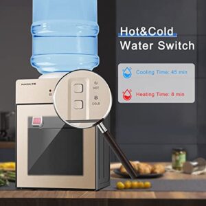 SNKOURIN Top Loading Water Cooler Dispenser,Cold and Hot Water Dispenser for 3 to 5 Gallon Bottles,Countertop Water Cooler Dispenser for Home Office Coffee Tea Bar Dorm