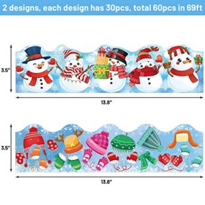 Christmas Bulletin Border Snowman Board Trim for Holiday Classroom Decoration 69ft
