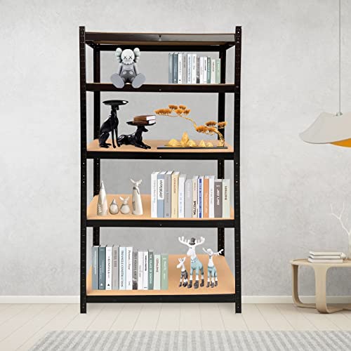 5-Tier Steel Storage Shelves, Heavy Duty Garage Shelf with Adjustable Shelves, Boltless Shelving Unit for Free Combination, Home Office Metal Utility Shelves, 79" H x 39" W x 20" D, Black