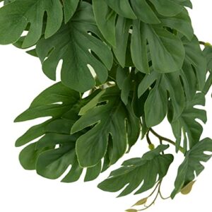 WOLEDOE Reptile Plants for Terrarium, Amphibian Habitat Decor Artificial Hanging Plants with Suction Cup - Fake Monstera