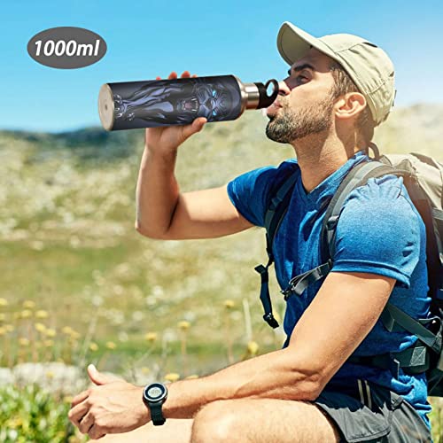 senya 20 Oz Water Bottle with Straw Roaring Black Panther Stainless Steel Water Bottle for Traveling Sports Leakproof Insulated Water Bottle