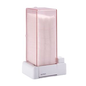 automatic cotton pad dispenser, makeup cotton square storage holder makeup cotton pads organizer for bathroom bedroom (pink)