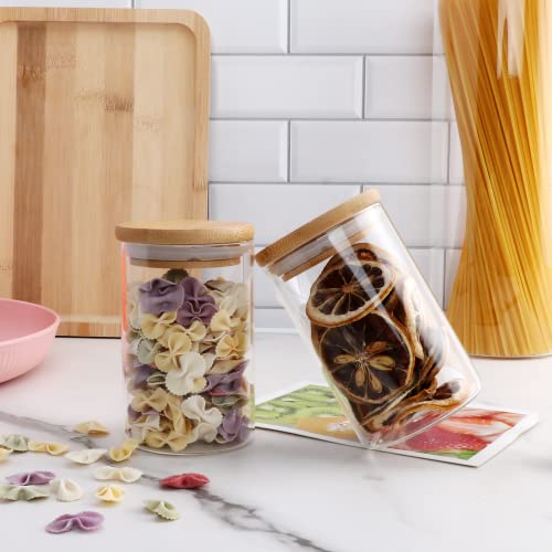 Datttcc Set of 15 Glass Food Storage Jars,8 OZ Glass Jars With Bamboo Lids,Canister Sets for Kitchen Counter and Pantry Organization,Ideal for Cookie,Sugar,Coffee,Snack and More