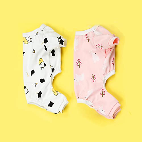 2 Pieces Dog Pajamas Cute Funny Printed for Cotton Puppy Clothes Holiday Festival Party Dogs Costumes Doggie Shirts Cat Outfits Dog Sweatshirt for Small Dogs Cats Boy Girl Clothes