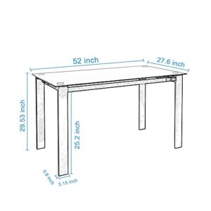 IANIYA 5-Piece Tempered Glass Dining Table Set for Kitchen Room in Transparent Table and Black Chairs (2023 New Black Set 7)