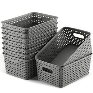 9 pack small plastic storage baskets durable small laundry basket organizer bins shelves baskets for kitchen organization countertops desktops cabinets bedrooms bathrooms, ‎8.7x 5.8x3.6 inches