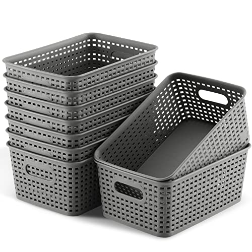 9 Pack Small Plastic Storage Baskets Durable Small Laundry Basket Organizer Bins Shelves Baskets for Kitchen Organization Countertops Desktops Cabinets Bedrooms Bathrooms, ‎8.7x 5.8x3.6 Inches