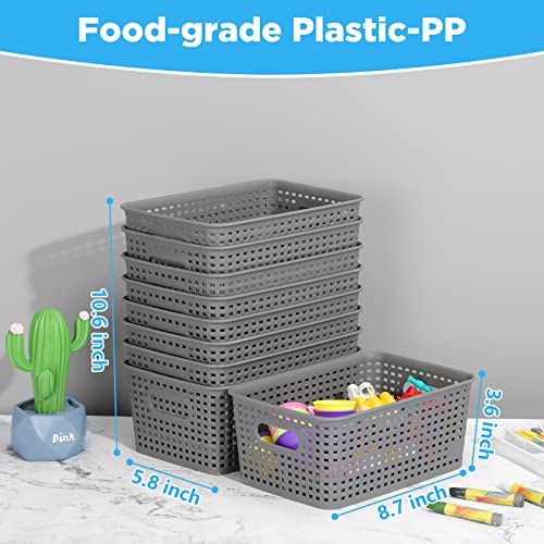 9 Pack Small Plastic Storage Baskets Durable Small Laundry Basket Organizer Bins Shelves Baskets for Kitchen Organization Countertops Desktops Cabinets Bedrooms Bathrooms, ‎8.7x 5.8x3.6 Inches