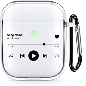 for airpods 2nd 1st generation case cover clear cool kawaii music player design for women men cute soft crystal tpu airpods charging case with carabiner full body protection cover for apple airpod 2&1