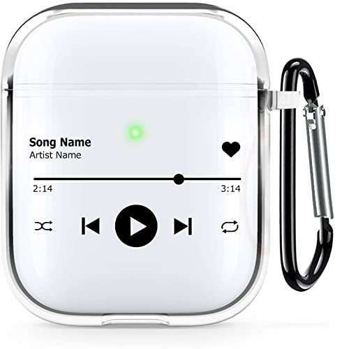 for AirPods 2nd 1st Generation Case Cover Clear Cool Kawaii Music Player Design for Women Men Cute Soft Crystal TPU AirPods Charging Case with Carabiner Full Body Protection Cover for Apple AirPod 2&1